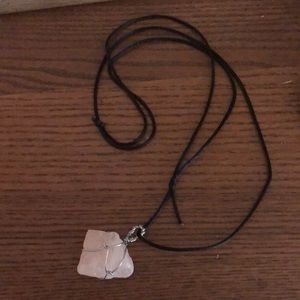 Rose quartz wire wrapped necklace